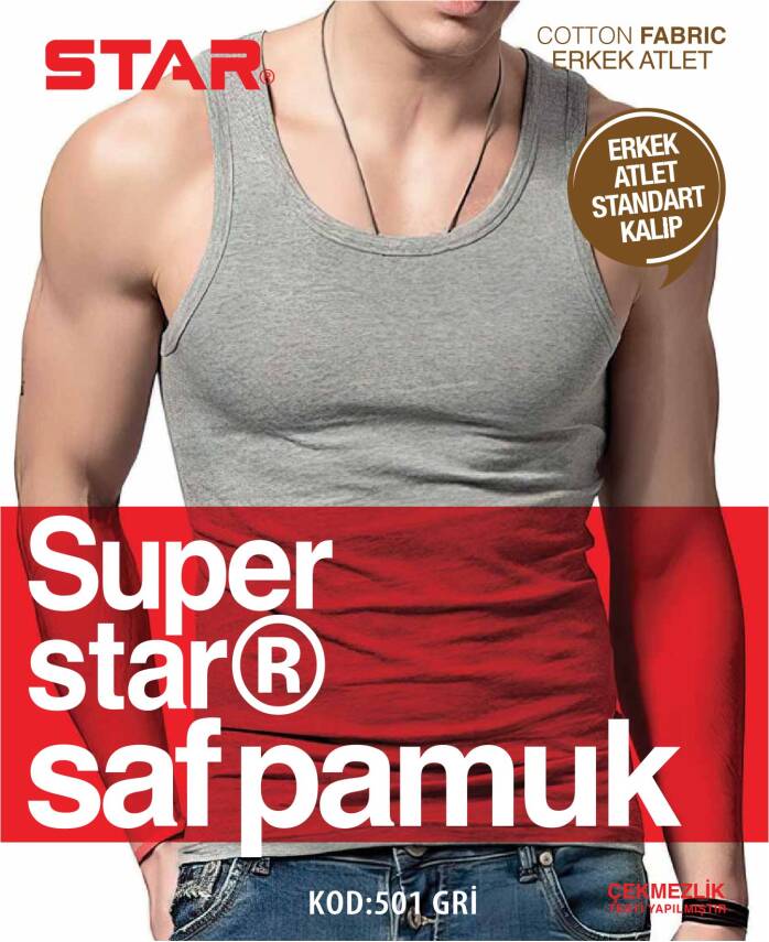 STAR 3 LÜ ERKEK %100 SAF PAMUK / COTTON ATLET - 3