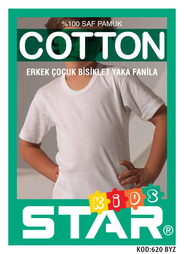 STAR 3 LÜ ERKEK ÇOCUK SAF PAMUK AÇIK YAKA T-SHİRT ( FANİLA ) - 1