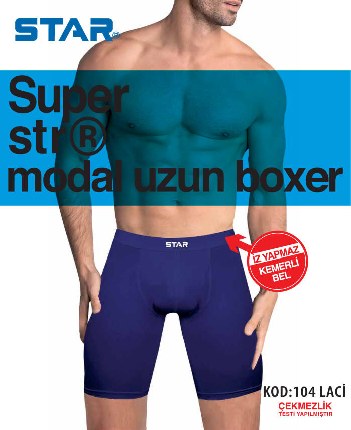 STAR 3 LÜ ERKEK MODAL KEMERLİ UZUN BOXER - 1