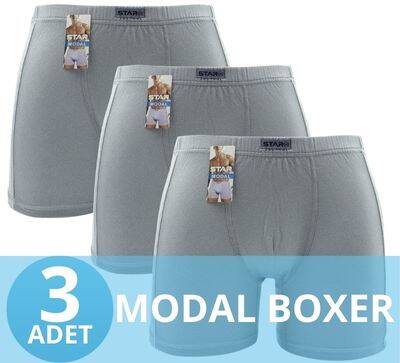 STAR 3'LÜ ERKEK MODAL PAMUKLU KEMER BİYELİ BOXER 