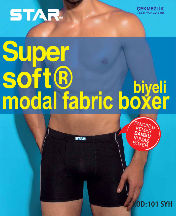 STAR 3 LÜ ERKEK MODAL PAMUKLU KEMER BİYELİ BOXER - 3