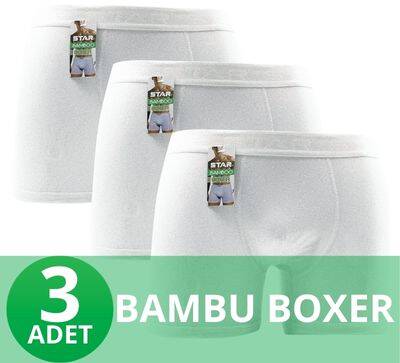 STAR 3'LÜ ERKEK ORGANİK BAMBU BELİ KEMERLİ BOXER 