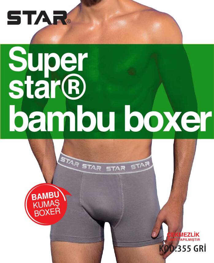 STAR 3 LÜ ERKEK ORGANİK BAMBU BELİ KEMERLİ BOXER - 1