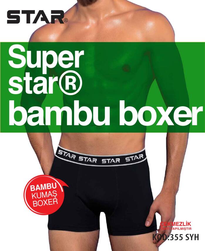 STAR 3 LÜ ERKEK ORGANİK BAMBU BELİ KEMERLİ BOXER - 2