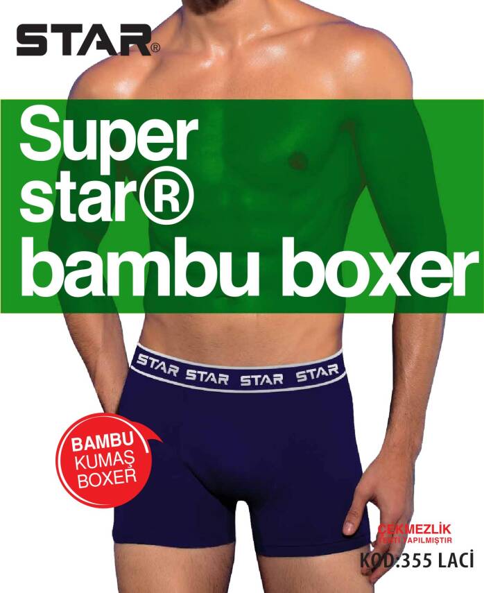 STAR 3 LÜ ERKEK ORGANİK BAMBU BELİ KEMERLİ BOXER - 4