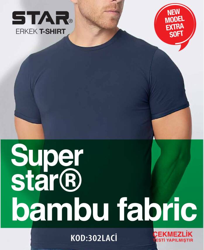 STAR 3 LÜ ERKEK ORGANİK BAMBU KISAKOL SIFIR YAKA BASİC T-SHİRT - 2