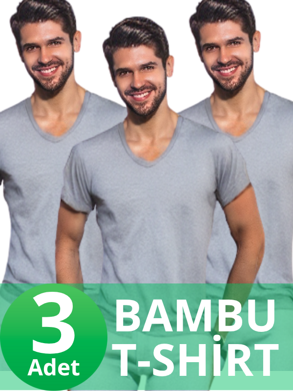 STAR 3 LÜ ERKEK ORGANİK BAMBU KISAKOL V YAKA BASİC T-SHİRT - 5