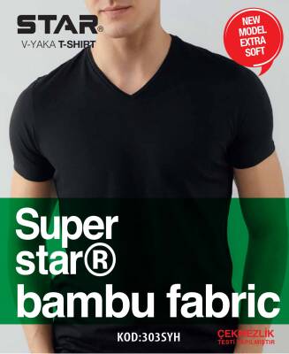 STAR 3 LÜ ERKEK ORGANİK BAMBU KISAKOL V YAKA BASİC T-SHİRT 