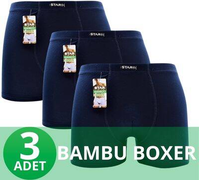STAR 3'LÜ ERKEK ORGANİK BAMBU PAMUKLU KEMER BOXER 