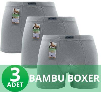 STAR 3'LÜ ERKEK ORGANİK BAMBU PAMUKLU KEMER BOXER 
