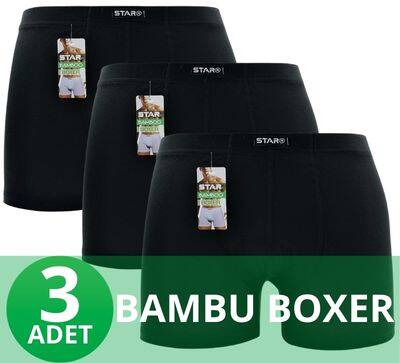 STAR 3'LÜ ERKEK ORGANİK BAMBU PAMUKLU KEMER BOXER 