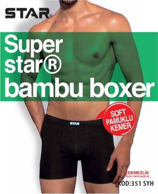 STAR 3 LÜ ERKEK ORGANİK BAMBU PAMUKLU KEMER BOXER SİYAH