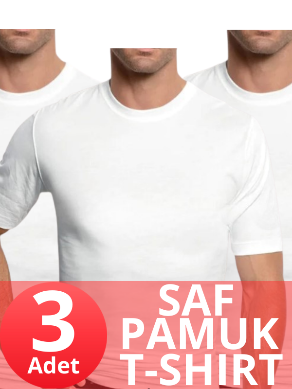 STAR 3 LÜ ERKEK SAF PAMUK SIFIR YAKA KISAKOL T-SHİRT - 3