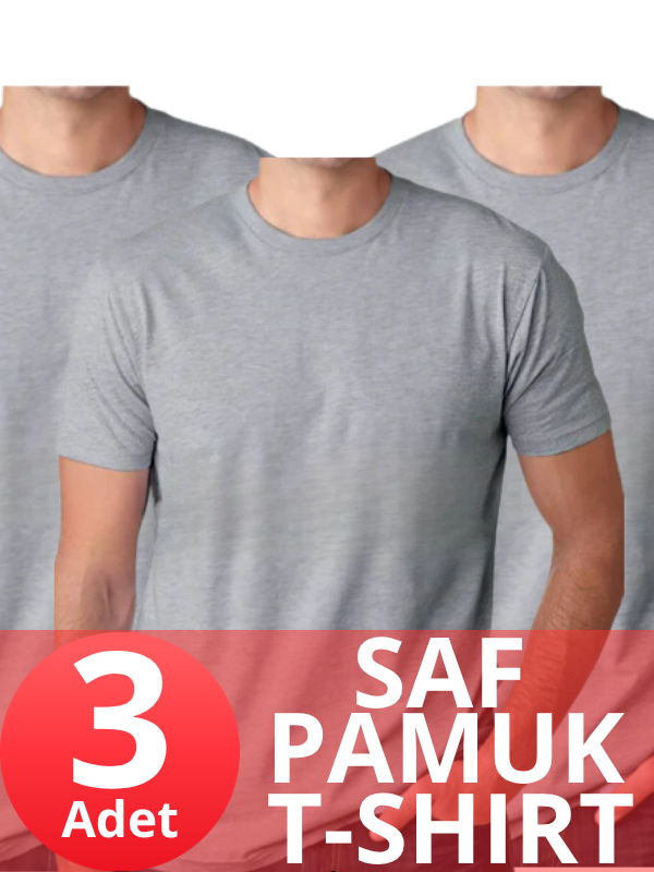 STAR 3 LÜ ERKEK SAF PAMUK SIFIR YAKA KISAKOL T-SHİRT - 5