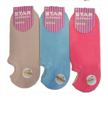 STAR 3 LÜ KADIN ASORTİ ORGANİK BAMBU SNEAKERS ÇORAP 