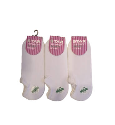 STAR 3 LÜ KADIN BEYAZ ORGANİK BAMBU SNEAKERS ÇORAP 