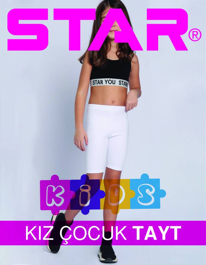 STAR 3 LÜ KIZ COCUK SAF PAMUK DİZ ÜSTÜ KISA TAYT - 1