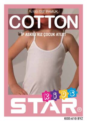 STAR 3 LÜ KIZ ÇOCUK SAF PAMUK İP ASKILI ATLET BEYAZ