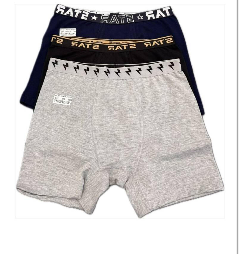 STAR 3LÜ ASORTİ ERKEK ÇOCUK BELİ KEMERLİ LYCRALI BOXER - 1