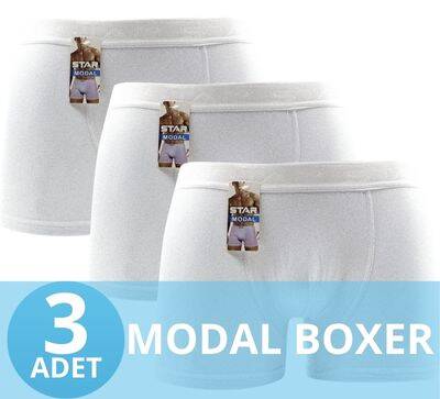 STAR 3'LÜ ERKEK MODAL BELİ KEMERLİ BOXER 