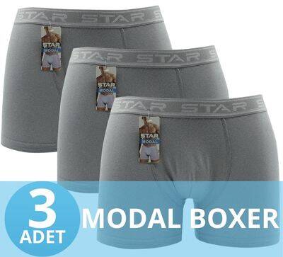 STAR 3'LÜ ERKEK MODAL BELİ KEMERLİ BOXER 
