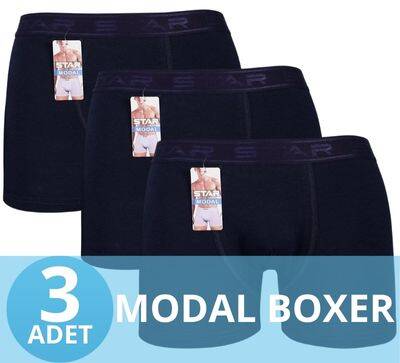 STAR 3'LÜ ERKEK MODAL BELİ KEMERLİ BOXER 