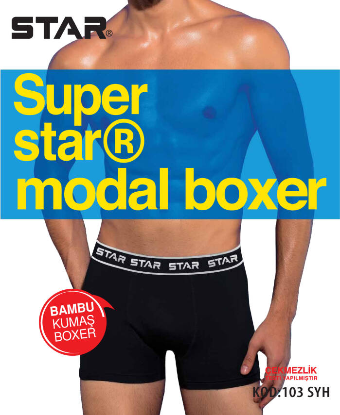 STAR 3LÜ ERKEK MODAL BELİ KEMERLİ BOXER - 1