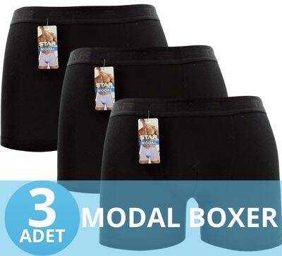 STAR 3'LÜ ERKEK MODAL BELİ KEMERLİ BOXER 
