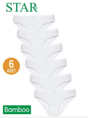 STAR 6 LI KADIN BEYAZ ORGANİK BAMBU BİKİNİ KÜLOT 