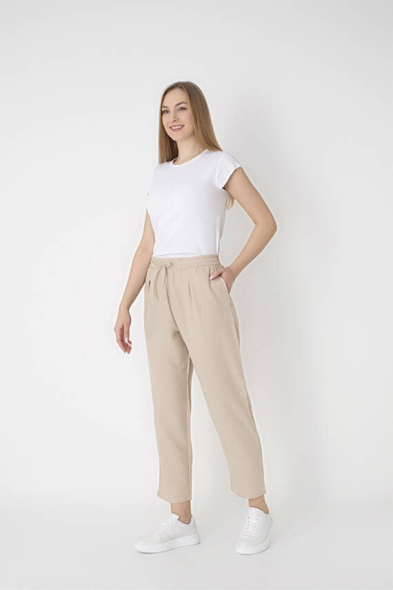 STAR BESTTREND KADIN BEJ KETEN CEPLİ PANTOLON - 1