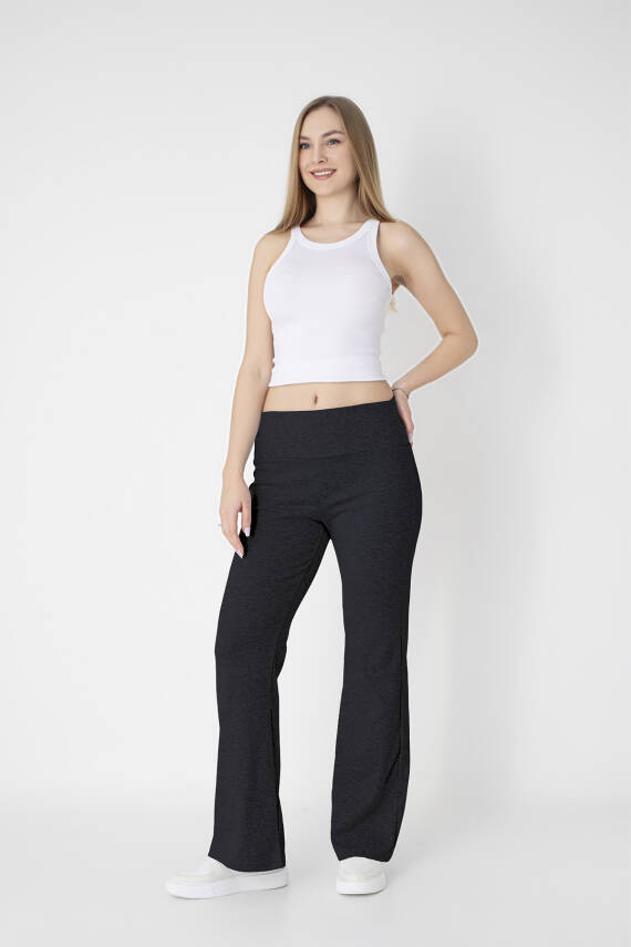 STAR BESTTREND KADIN FÜME SCUBA COMFORT YÜKSEK BEL BOL PAÇA PANTOLON - 1