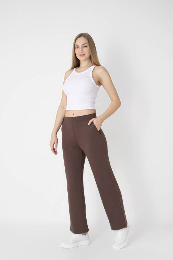 STAR BESTTREND KADIN KAHVE SCUBA MODAL CEPLİ PANTOLON - 1