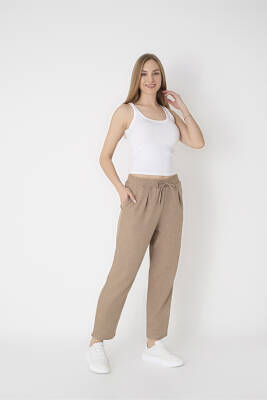 STAR BESTTREND KADIN VİZON KETEN CEPLİ PANTOLON 