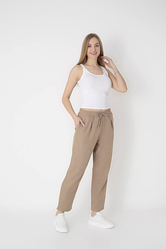 STAR BESTTREND KADIN VİZON KETEN CEPLİ PANTOLON - 1