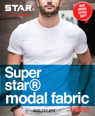 STAR ERKEK BEYAZ MODAL SIFIR YAKA YARIM KOL T-SHİRT BEYAZ
