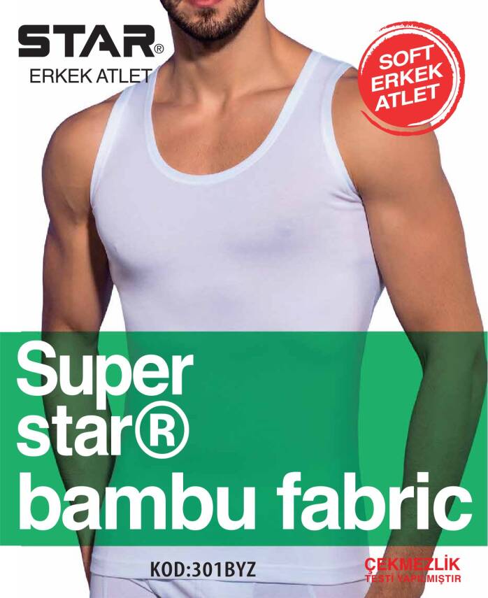 STAR ERKEK BEYAZ ORGANİK BAMBU ATLET - 1