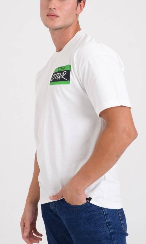 STAR ERKEK BEYAZ OVERSİZE HELLO STAR BASKILI T-SHİRT - 1