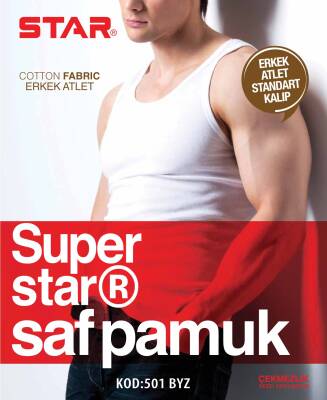 STAR ERKEK BEYAZ SAF PAMUK ATLET 
