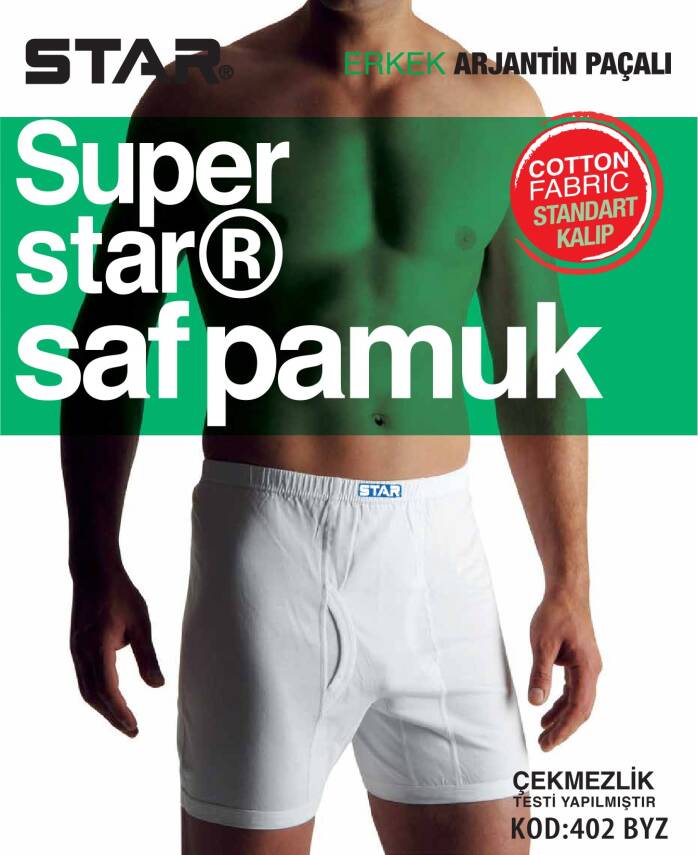 STAR ERKEK BEYAZ SAF PAMUK PAÇALI KÜLOT - 1