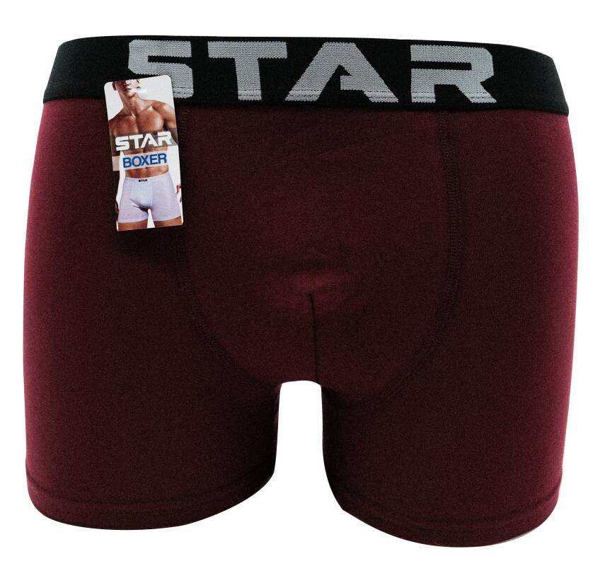 STAR BORDO PAMUKLU ESNEK KEMERLİ BOXER - 1