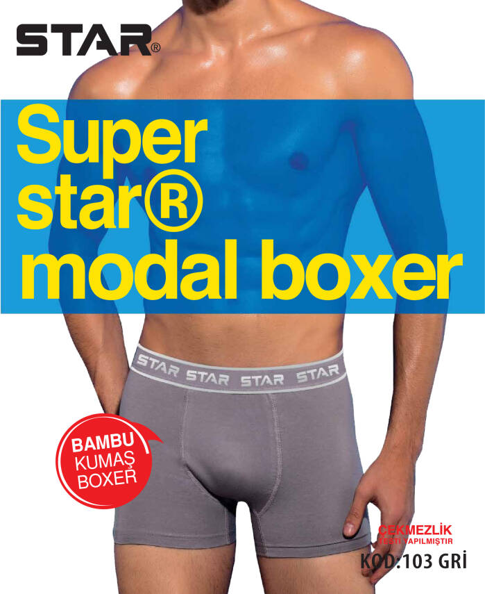 STAR ERKEK GRİ MODAL KEMERLİ BOXER - 1