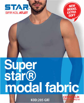 STAR ERKEK GRİ MODAL SIFIR YAKA SIFIR KOL ATLET GRİ 