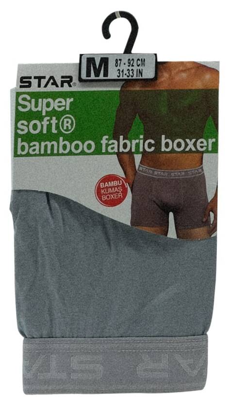STAR ERKEK GRİ ORGANİK BAMBU BELİ KEMERLİ BOXER - 3
