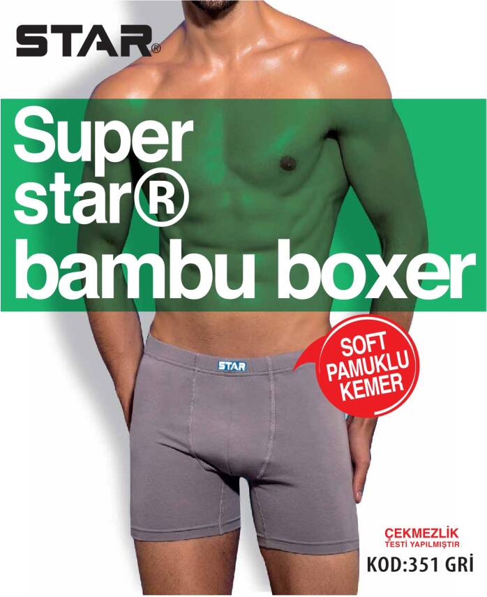 STAR ERKEK GRİ ORGANİK BAMBU PAMUKLU KEMER BOXER - 1