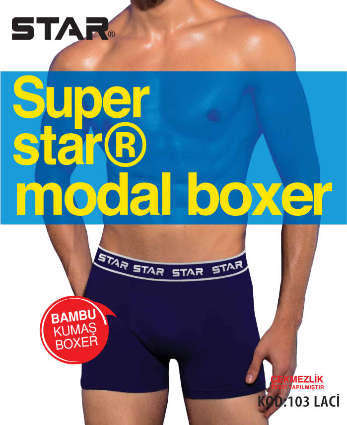 STAR ERKEK LACİVERT MODAL KEMERLİ BOXER - 1