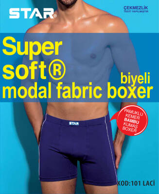 STAR ERKEK LACİVERT MODAL PAMUKLU KEMER BİYELİ BOXER LACİVERT