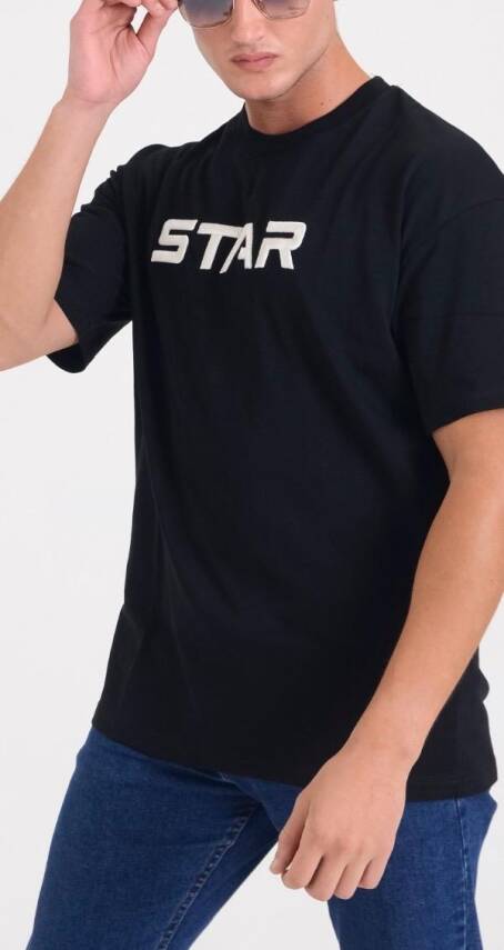 STAR ERKEK OVERSİZE STAR NAKIŞLI T-SHİRT - 4