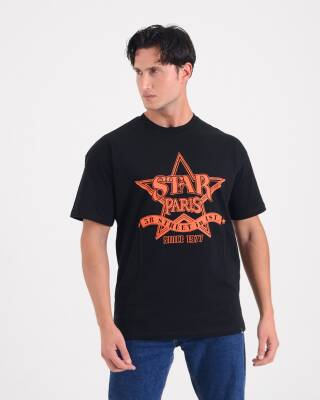 STAR ERKEK OVERSİZE STAR PARİS BASKILI T-SHİRT 