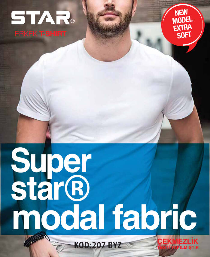 STAR ERKEK SİYAH MODAL SIFIR YAKA KISAKOL T-SHİRT - 4