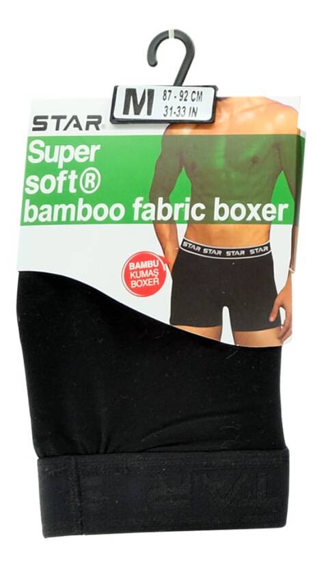 STAR ERKEK SİYAH ORGANİK BAMBU BELİ KEMERLİ BOXER - 3
